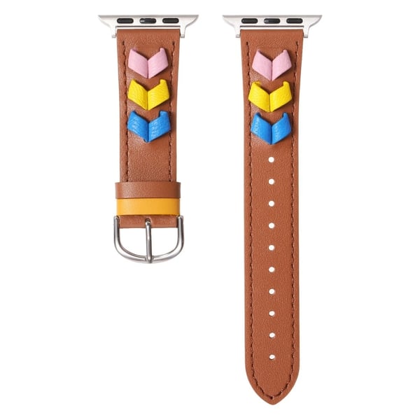 Heart Cowhide Leather Strap Apple Watch Series 10 46mm / Ultra 2 / Ultra 49mm / 9 8 7 45mm / SE (2023) SE (2022) SE 6 5 4 44mm / 3 2 1 42mm - Brun + F