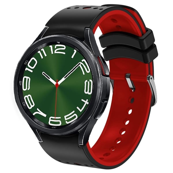 Silikonrem Samsung Galaxy Watch7 44mm 40mm / Watch FE 40mm / Watch6 44mm 40mm Flere hull Dual Color Watchband - Svart + Rød