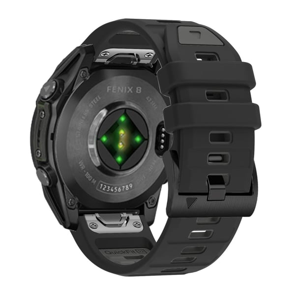 22 mm klokkerem Garmin Fenix 8 47 mm / Fenix E 47 mm / Quatix 7 Pro Universal Silikonarmbånd - Svart + Kullgrå