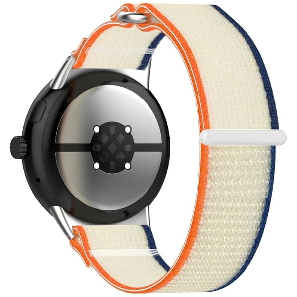 Google Pixel Watch 3 45 mm bånd Justerbar flettet nylonklokkerem med sportsløyfe - Oransje + Beige