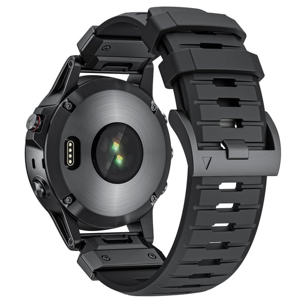 22mm Fluorubber hihna Garmin Fenix 8 47mm / Fenix E 47mm / Quatix 7 Pro Universal Watch Band - Musta