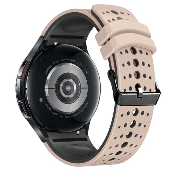 Silikonrem Samsung Galaxy Watch7 44mm 40mm / Watch FE 40mm / Watch6 44mm 40mm Flere hull Dual Color Watchband - Khaki + Svart