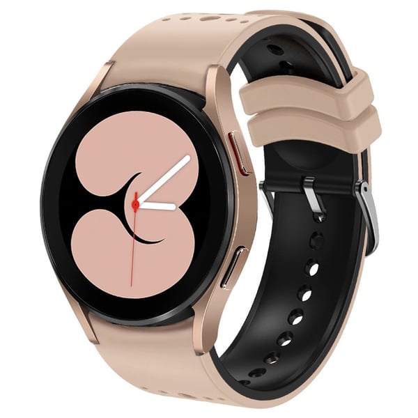 Silikonrem Samsung Galaxy Watch7 44mm 40mm / Watch FE 40mm / Watch6 44mm 40mm Flere hull Dual Color Watchband - Khaki + Svart