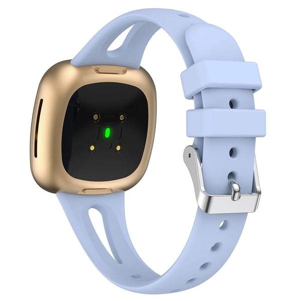 Fitbit Versa 4 / 3 / Sense 2 Erstatningsarmbånd Svettebestandig Sportsklokkearmbånd i myk silikon, str: S - Lyselilla