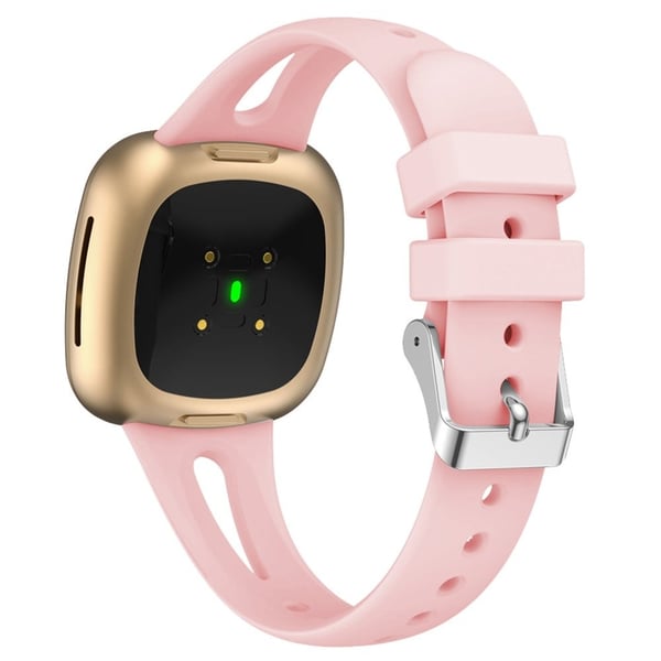 Fitbit Versa 4 / 3 / Sense 2 Udskiftningsrem Svedsikker blød silikone sportsurrem, str: S - Lyserød
