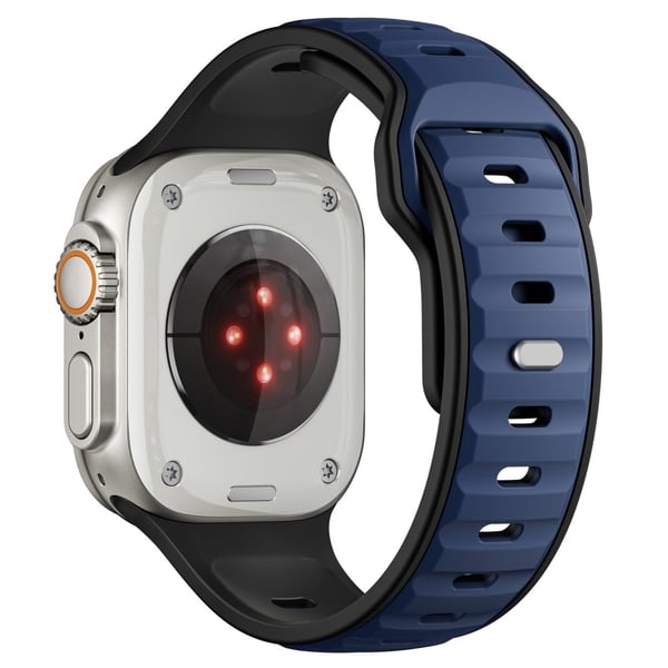 Dual Color silikonrem Apple Watch Series 10 46mm / Ultra 2 Ultra 49mm / Series 9 8 7 45mm / SE (2023) SE (2022) SE 6 5 4 44mm / 3 2 1 42mm - Mørkeblå