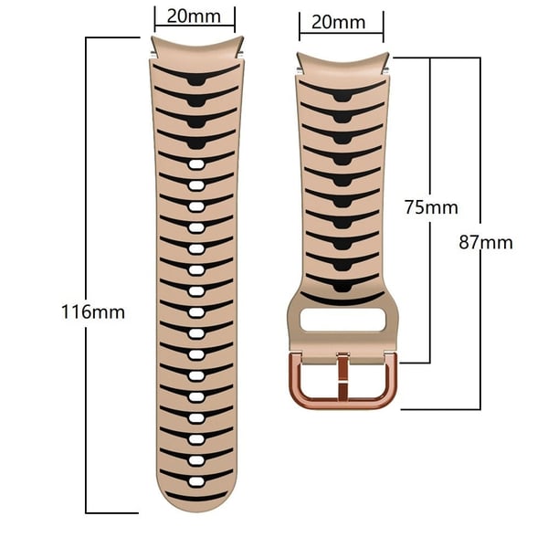 Silikonrem Samsung Galaxy Watch7 44mm 40mm / Watch FE 40mm / Watch6 44mm 40mm Dual Color Watch Band - Hvit + Mørkeblå