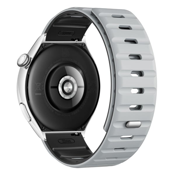 22 mm magnetisk rem Huawei Watch GT 5 Pro 46 mm / GT 5 46 mm / GT 4 46 mm silikonarmbånd - Lysegrå + Svart