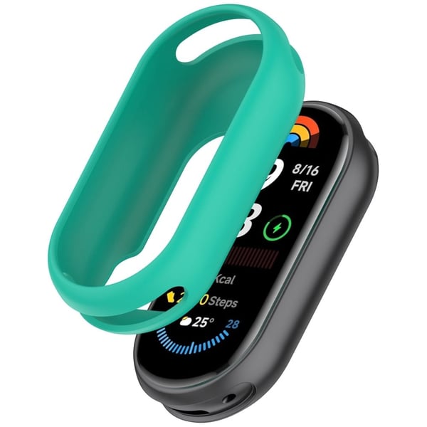 Silikonklokkeveske Xiaomi Mi Band 9 / 9 NFC / 9 Ceramic Edition / Smart Band 8 / Smart Band 8 NFC Watch Frame Deksel - Blågrønn