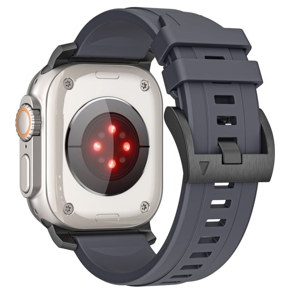 Silikonrem Apple Watch Series 10 46mm / Ultra 2 Ultra 49mm / Series 9 8 7 45mm / SE (2023) SE (2022) SE 6 5 4 44mm / 3 2 1 42mm - Charcoal Black + Sva