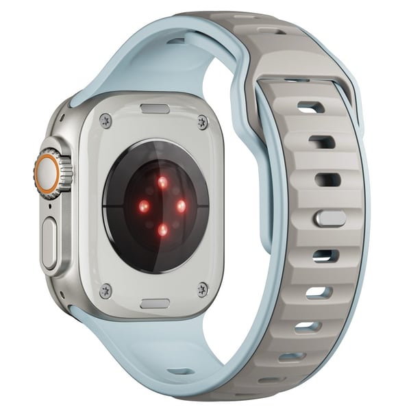 Dual Color silikonrem Apple Watch Series 10 46mm / Ultra 2 Ultra 49mm / Series 9 8 7 45mm / SE (2023) SE (2022) SE 6 5 4 44mm / 3 2 1 42mm - Lyseblå +
