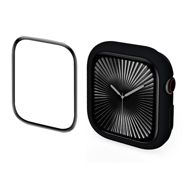 Apple Watch Series 10 42 mm ENKAY HAT PRINCE 2 i 1 Candy Color TPU-klokkeveske med heldekkende PMMA myk film - Svart