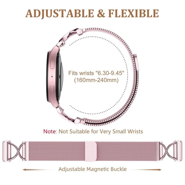 Garmin Instinct 2S Milanese Band Galvanisert magnetisk klokkerem i rustfritt stål med X-formet kontakt - Rosa Rose