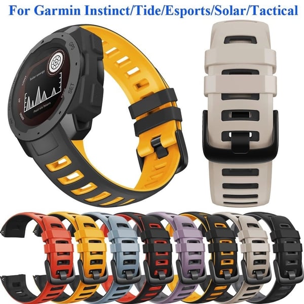 Silikonklokkebånd Garmin Instinct / Esports / Solar / Tide / Tactical Dual Color Smartwatch Replacement Strap - Gul / Svart