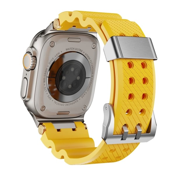 Silikonrem Apple Watch Series 10 46mm / Ultra 2 Ultra 49mm / 9 8 7 45mm / SE (2023) SE (2022) SE 6 5 4 44mm / 3 2 1 42mm med sølvspenne og kontakt - G