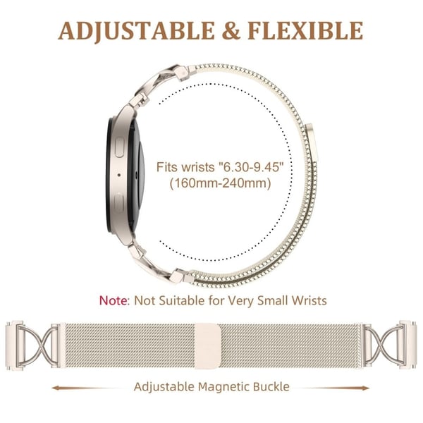 Samsung Gear Sport / Gear S2 Classic Milanese-armbånd Galvanisert magnetisk klokkerem i rustfritt stål med X-formet kontakt - Stjernelys
