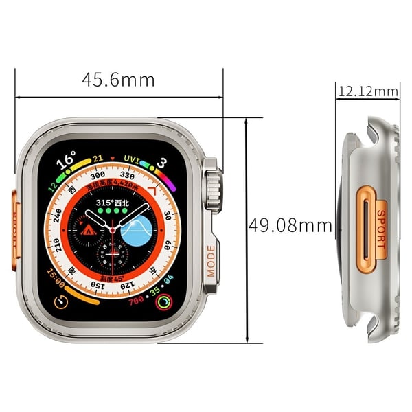 Metallveske Apple Watch SE (2023) / SE (2022) / SE / 6 / 5 / 4 44mm til Ultra 49mm overføringsdeksel - Matt Sølv