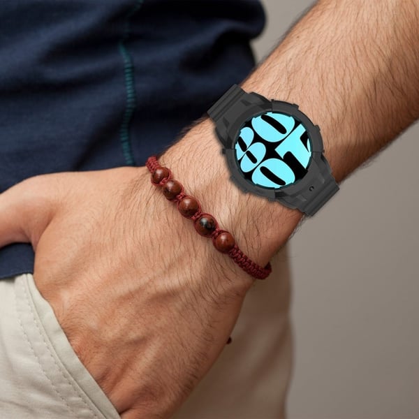 Samsung Galaxy Watch7 44mm / 40mm Silikon+TPU Klokkearmbånd Armbånd med urkasse - Svart