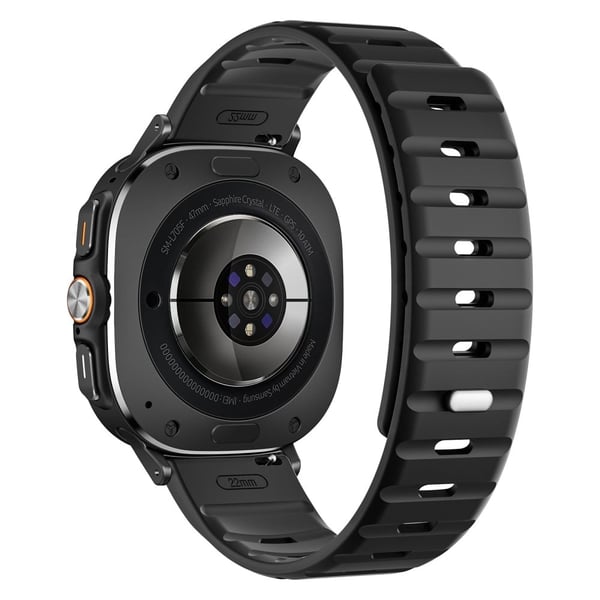 Samsung Galaxy Watch Ultra 47 mm erstatningsarmbånd av silikonklokkerem med magnetisk knapp - Svart / Svart