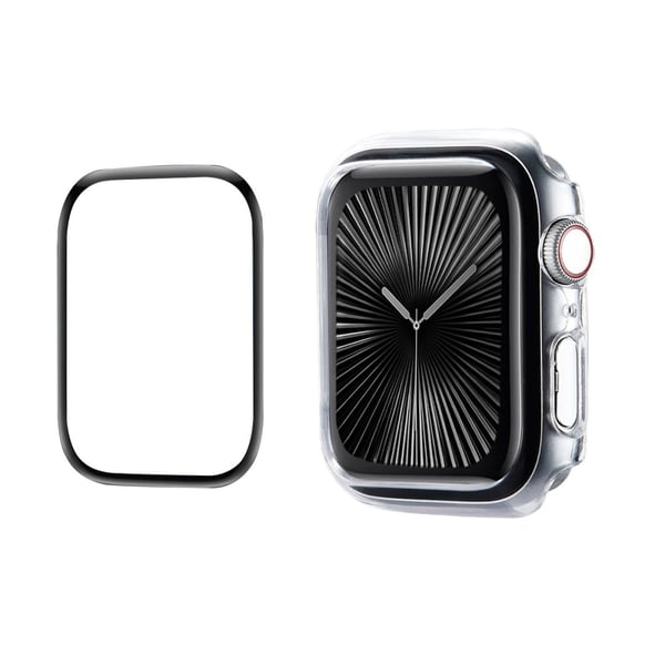 Apple Watch Series 10 42 mm ENKAY HAT PRINCE Ensfarget PC-klokkeveske med støtsikkert deksel med heldekkende myk PMMA-film - Gjennomsiktig