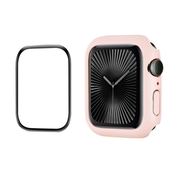 Apple Watch Series 10 46 mm ENKAY HAT PRINCE Ensfarget PC-klokkeveske med støtsikkert deksel med heldekkende myk PMMA-film - Rosa