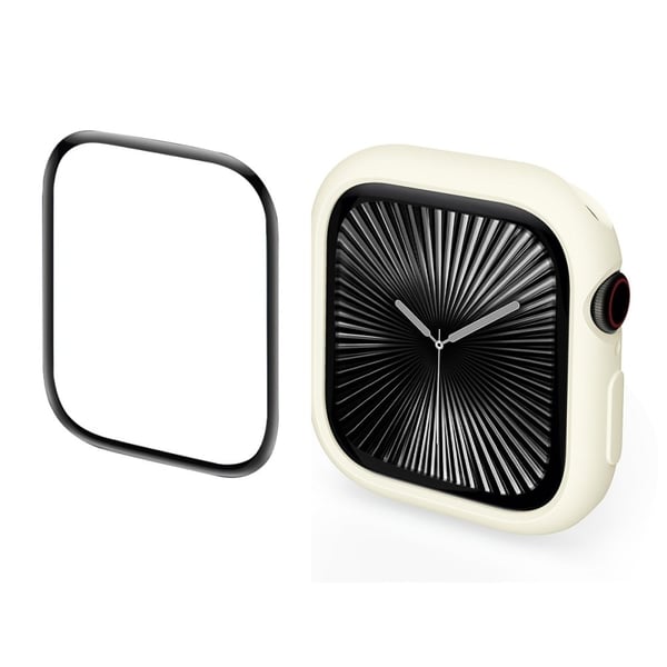 Apple Watch Series 10 42 mm ENKAY HAT PRINCE 2 i 1 Candy Color TPU-klokkeveske med heldekkende PMMA myk film - Beige