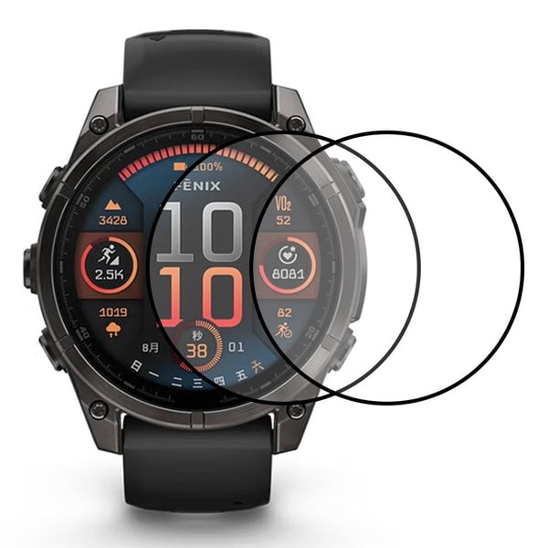 2 stk / pakke Garmin Fenix 8 43 mm skjermbeskytter HD-klar PMMA-film (svart kant) - Svart