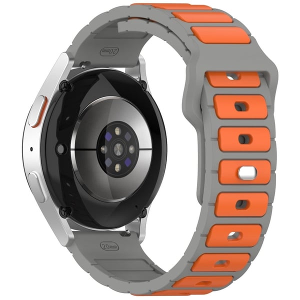 Samsung Galaxy Watch7 / FE / 6 / 5 / Huawei Watch GT 3 / 2 42 mm silikonrem med to farger armbånd - Grå / Oransje