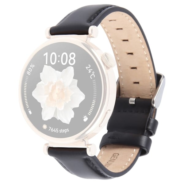 22mm Strap Garmin Venu 3 / Forerunner 265 / Forerunner 265 Music Top Layer Cowhide Leather Watch Band - Svart