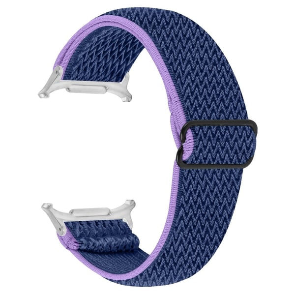 Samsung Galaxy Watch Ultra 47 mm nylonklokkearmbånd Justerbar elastisk håndleddsrem med sølvkontakt - Lilla / Blå