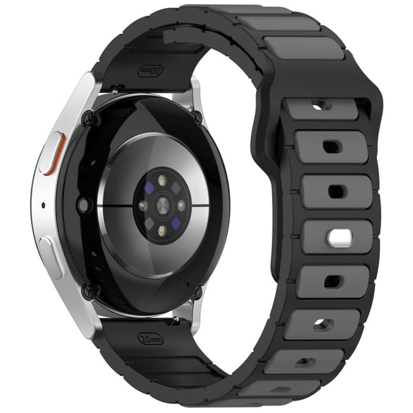 Samsung Galaxy Watch7 / FE / 6 / 5 / Huawei Watch GT 3 / 2 42 mm silikonrem med to farger armbånd - Svart / Grå