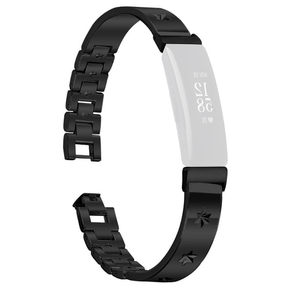 Fitbit Inspire 2 udskiftningsrem metalurrem snefnugmønster - Sort