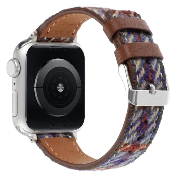 Klokkerem Apple Watch Series 10 46mm Grid Leather Wool Watchband - Blå