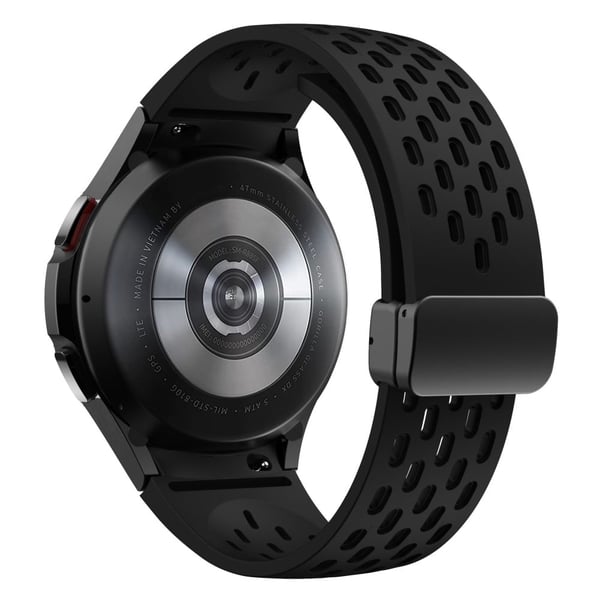 Silikone rem Samsung Galaxy Watch7 / Watch6 / Watch 5 44mm 40mm håndledsrem med sort magnetisk spænde - Sort