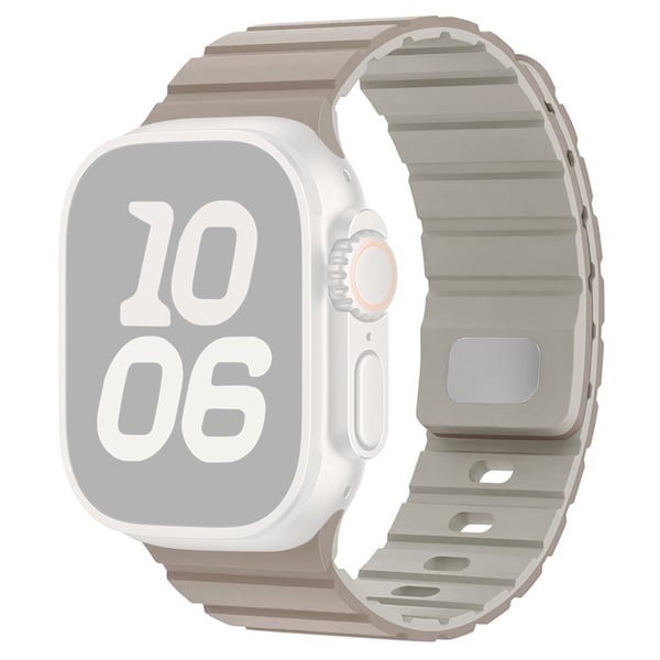 Silikonarmbånd Apple Watch Series 10 42 mm magnetisk hurtigutløserrem - Melkete + Hvit