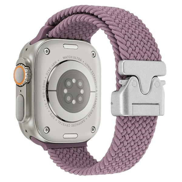 Håndleddsrem Apple Watch Series 10 46 mm fallskjermspenne i nylon - Røykfarget Lilla