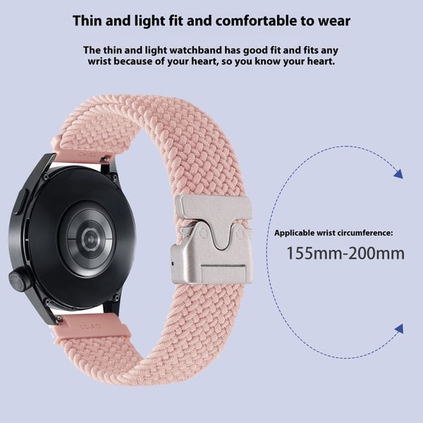 22 mm universal håndleddsrem med fallskjermspenne i nylonflettet smartklokkearmbånd - Fargerik Lilla