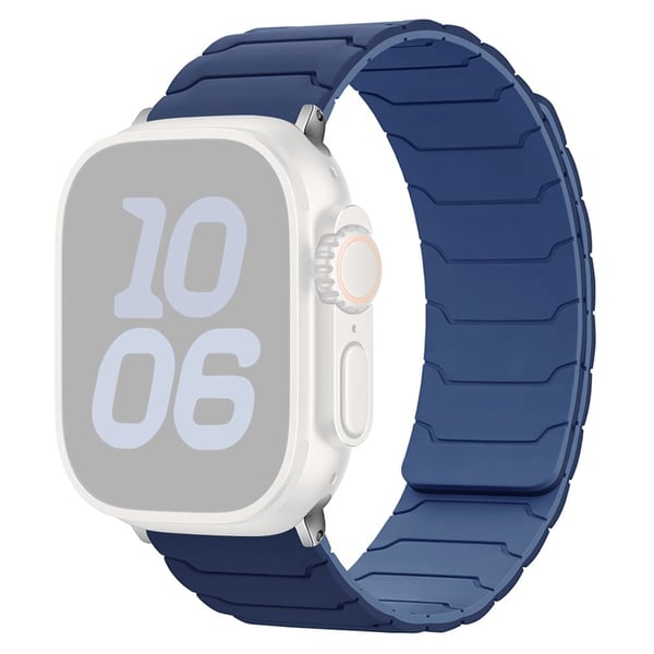 Silikonrem Apple Watch Series 10 42 mm magnetisk bånd - Marineblå