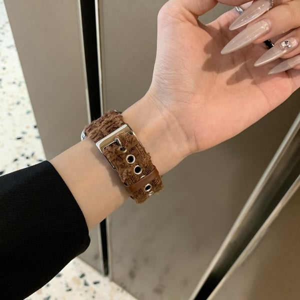 Ægte okselæder og uldrem Apple Watch Series 10 46mm - Brun