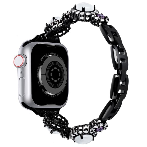 Apple Watch Series 10 46 mm metallarmbånd med edelsteindesign - Svart