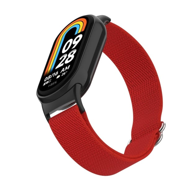 Xiaomi Smart Band 9 / Smart Band 8 Nylon håndleddsrem med kontakt Elastisk klokkerem - Rød