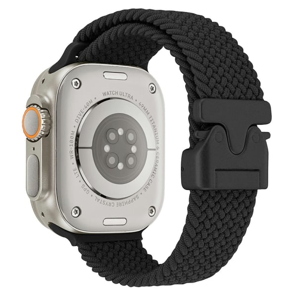Håndleddsrem Apple Watch Series 10 42 mm fallskjermspenne flettet nylonarmbånd - Svart