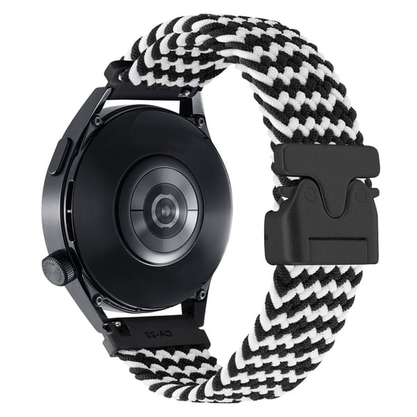 20 mm universal håndleddsrem med fallskjermspenne i nylonflettet smartklokkearmbånd - Bølge Svart Og Hvit