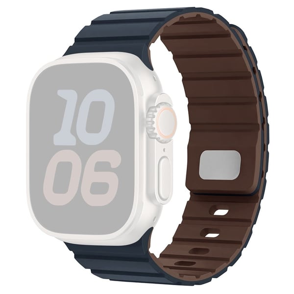 Silikonarmbånd Apple Watch Series 10 42 mm magnetisk hurtigutløserrem - Midnatt + Sjokolade