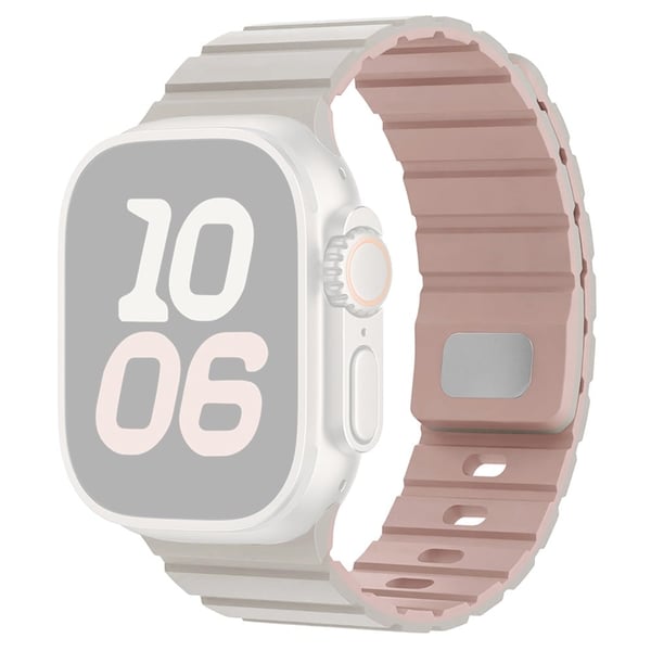 Apple Watch Series 10 46 mm magnetisk silikonbånd med hurtigutløserrem - Stjernelys / Rosa