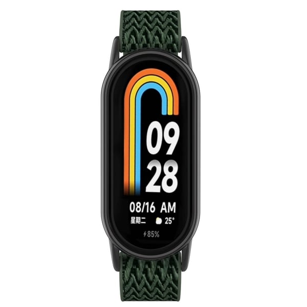 Xiaomi Smart Band 9 / 8 Nylon Wave Pattern Watch Strap Metal Clasp Justerbart armbånd - Mørkegrønn