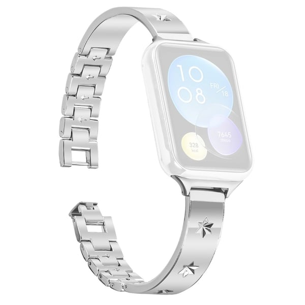 Xiaomi Smart Band 8 Pro erstatningsrem metallklokkearmbånd snøfnuggmønster, sølv