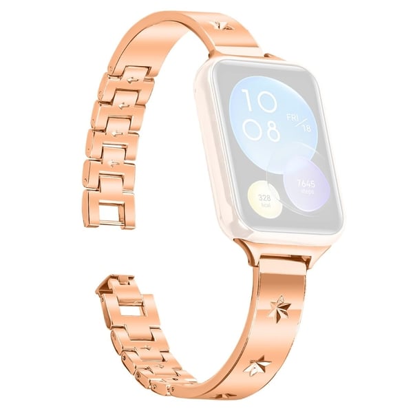 Erstatningsrem Xiaomi Redmi Watch 4 Metallklokkearmbånd med snøfnuggmønster - Rose Gull