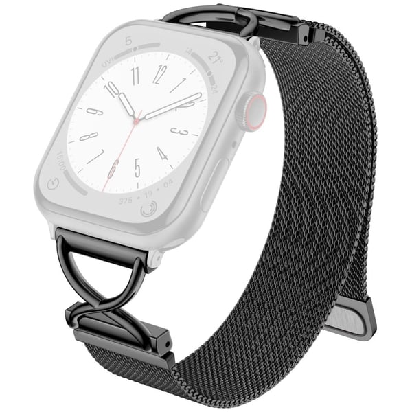 LEMONDA Størrelse L Apple Watch Series 10 46 mm metallreim Milanese-klokkebånd - Svart