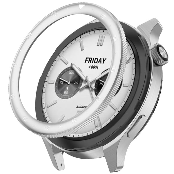 Xiaomi Watch S4 / S4 eSIM-versjon / S3 / S3 eSIM-versjon Bezel Ring 316 rustfritt stål Bezel Loop Deksel - Dobbel Tidssone / Sølv + Hvit